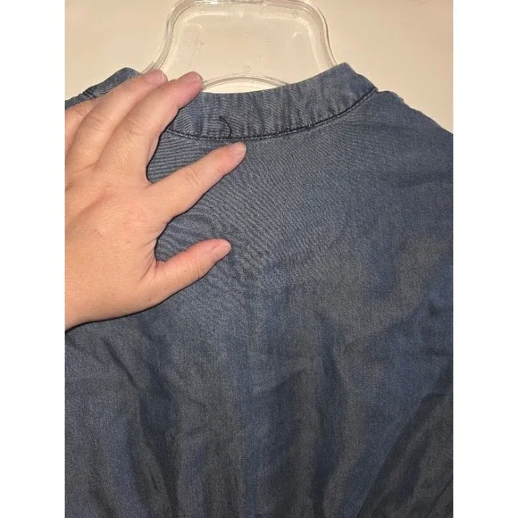 H&M Mama Maternity Blue Denim Short Sleeve V-Neck Mini Dress Size XS - Picture 4 of 6